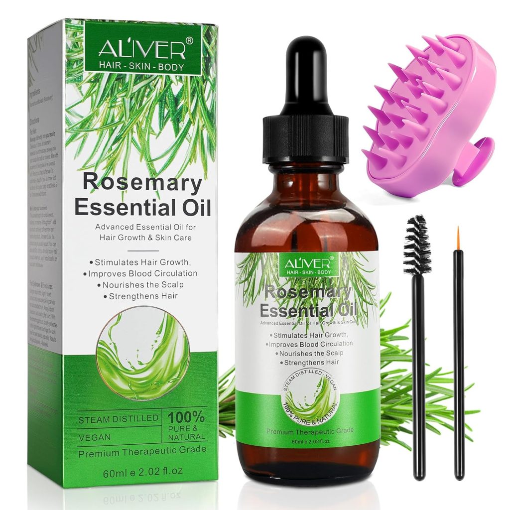 Boost Hair Growth with Organic Rosemary Oil & Scalp Massager 1