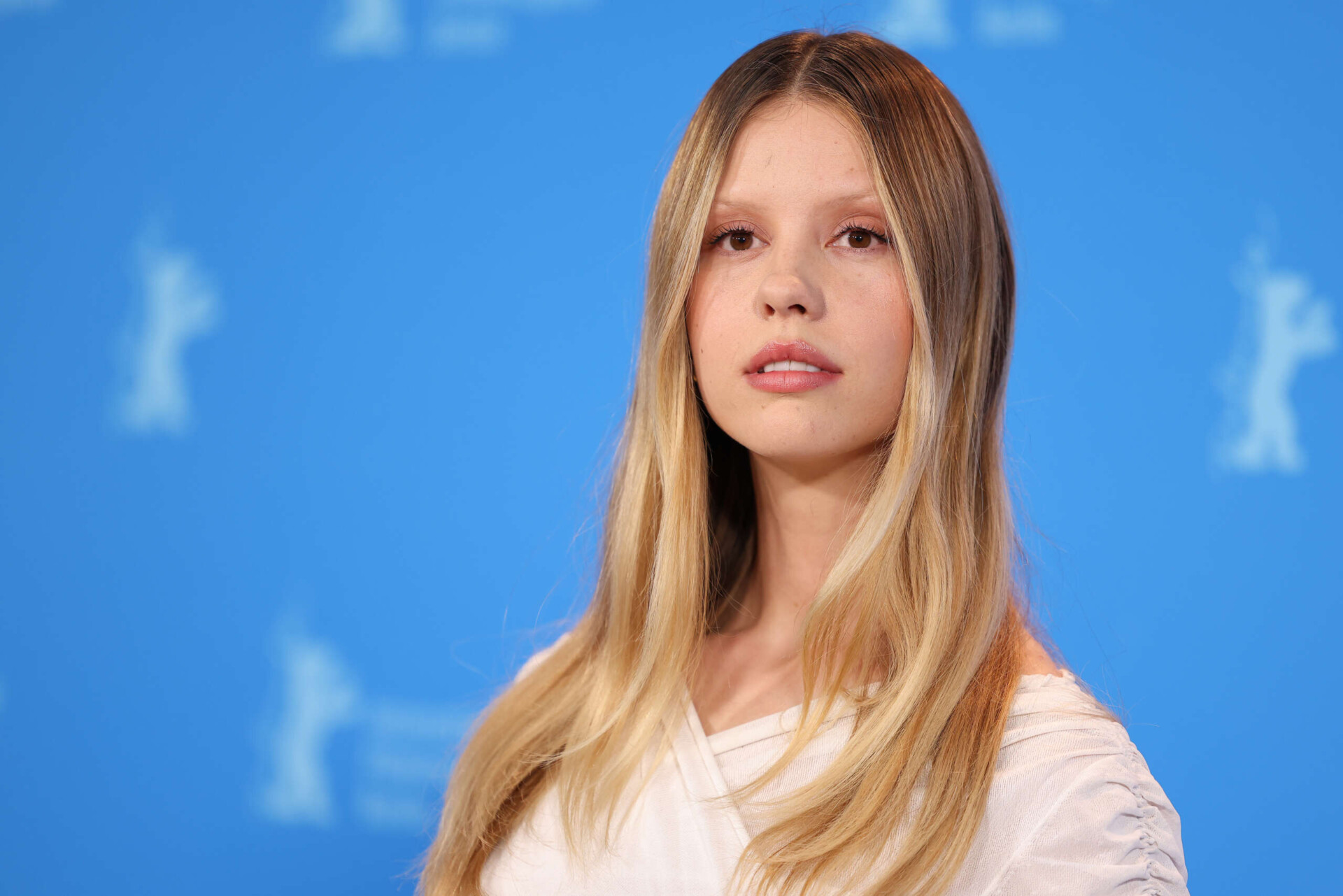 Mia Goth poses at the "Infinity Pool" photocall during the 73rd Berlinale International Film Festival Berlin at Grand Hyatt Hotel on February 22, 2023 in Berlin, Germany